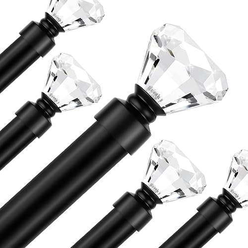 Black Curtain Rods With Crystal Diamond Finials 1 Inch Diameter