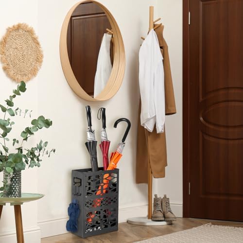 ZENFUN Metal Umbrella Holder with 2 Hooks Black
