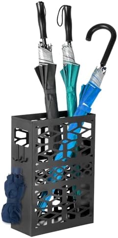 ZENFUN Metal Umbrella Holder with 2 Hooks Black