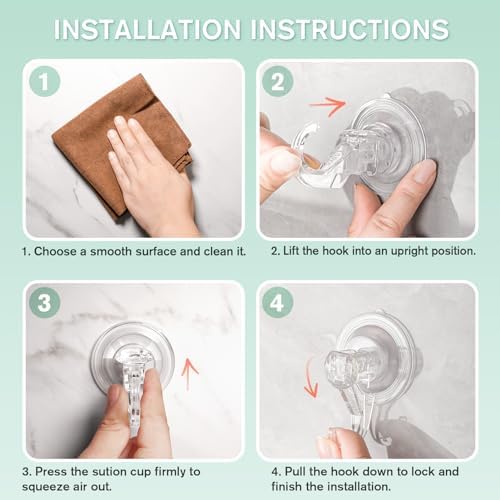 VISV Clear Wreath Hanger 4 Pcs Heavy Duty Suction Hooks