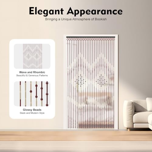 Boho Bamboo Beaded Curtain for Privacy Decor