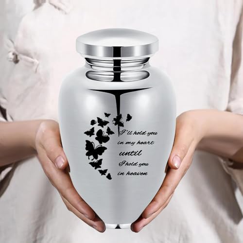 Imrsanl Cremation Urn for Human Ashes Stainless Steel Engraved Butterfly Keepsake Urn