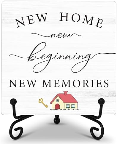 KFNER New Home Desk Sign Wooden Plaque With Iron Stand