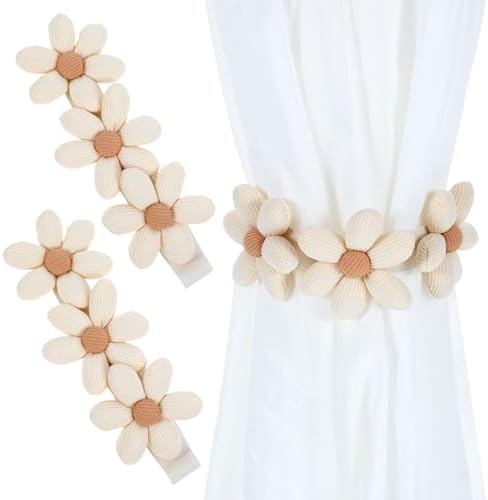 2 Pack Flower Curtain Tiebacks with Snap Button