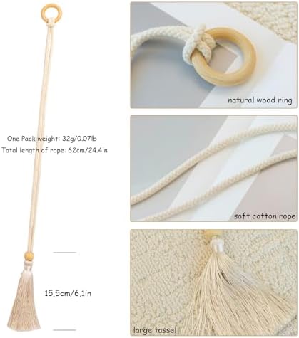 Boho Beige Curtain Tiebacks Holders 4 Pack