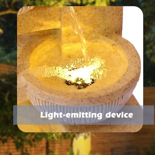4-Tier Indoor Outdoor Water Feature Fountain with LED Lights Yellow