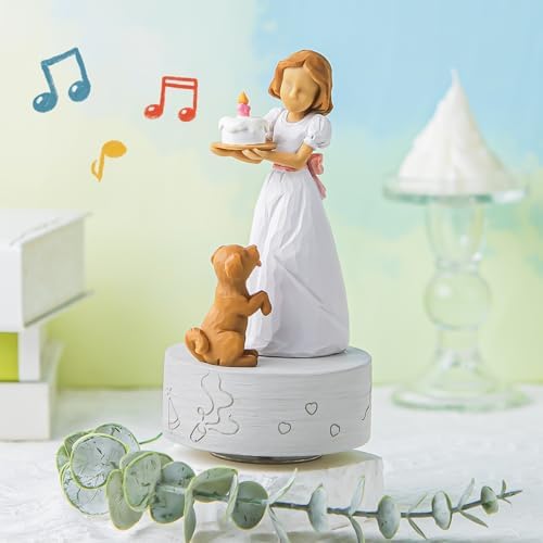 Happy Birthday Musical Box Figurine for Girls and Dogs
