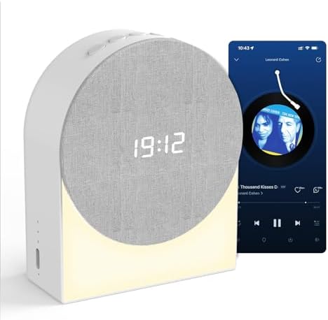 LOCZAR White Noise Alarm Clock with Night Light and Bluetooth Speaker