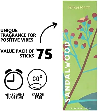 Folkulture Sandalwood Incense Sticks Pack of 75 1