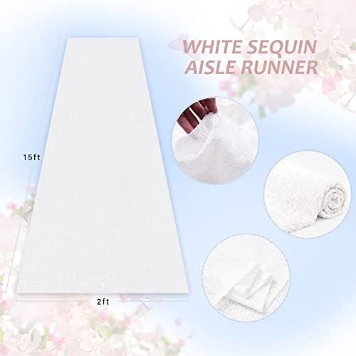 White Sequin Aisle Runner Wedding Decor 2FTx15FT