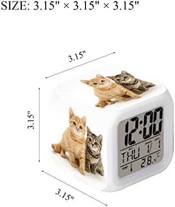LED Alarm Clock with Cat Pattern and Glowing Lights