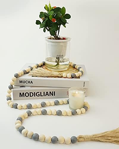 Wooden Beads Garland with Tassels 61 Inch