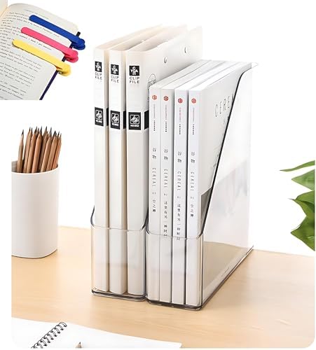2-Pack Clear Acrylic File Holders with 3 Bookmarks