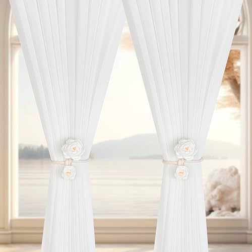 SUQ I OME 2 Pieces Handmade Artificial Flower Curtain Holdbacks