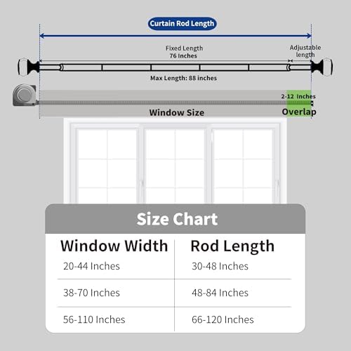 Sharpliving Bronze Adjustable Single Curtain Rod 48-84 Inch Long