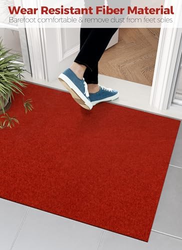 Socomf Red Carpet Runner 3x10 ft Dark Red Non-Slip Aisle Rug