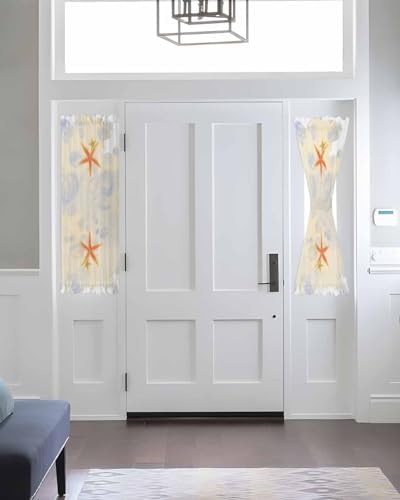Ocean Life Front Door Curtain with Tiebacks 25x40