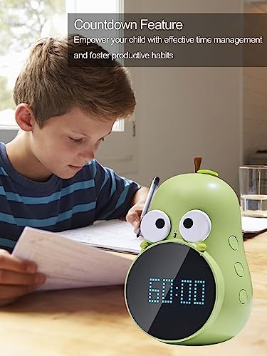 ANMONES Pear Alarm Clock for Kids Triple Alarms 5 Ringtones