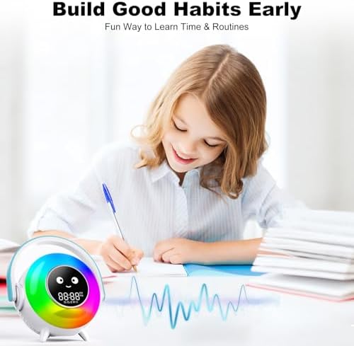 Cute RGB Alarm Clock with Night Light and Bluetooth for Kids