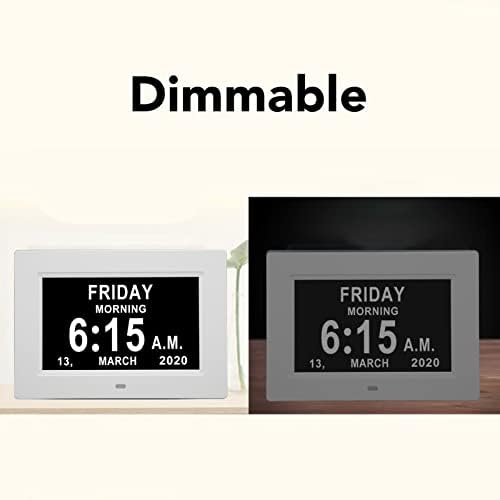 Tangxi 7 Inch Auto Dimmable Digital Day Clock with 8 Languages