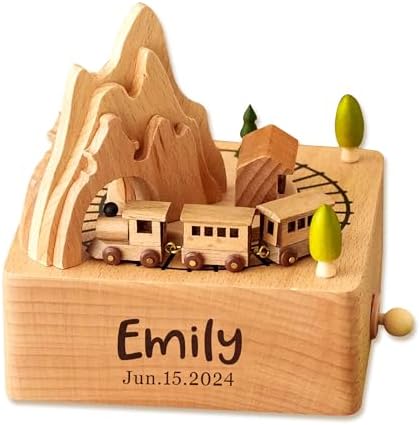 EDSG Personalized Wooden Music Box with Name and Date