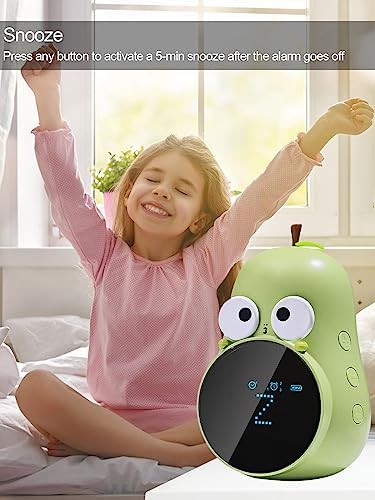 ANMONES Pear Alarm Clock for Kids Triple Alarms 5 Ringtones
