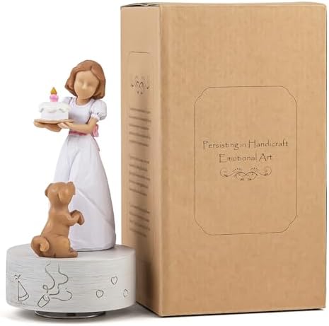 Happy Birthday Musical Box Figurine for Girls and Dogs