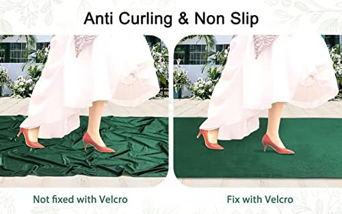 QueenDream Green Velvet Aisle Runner 45ft x 15ft Wedding Decor