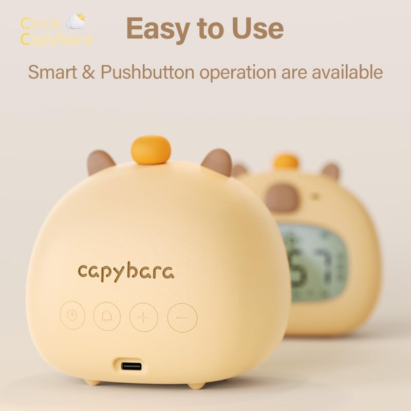 Capybara Alarm Clock for Kids with Night Light