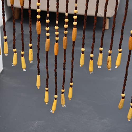 ZHOUXIAO Handcrafted Wood Beaded Curtain 90x175cm