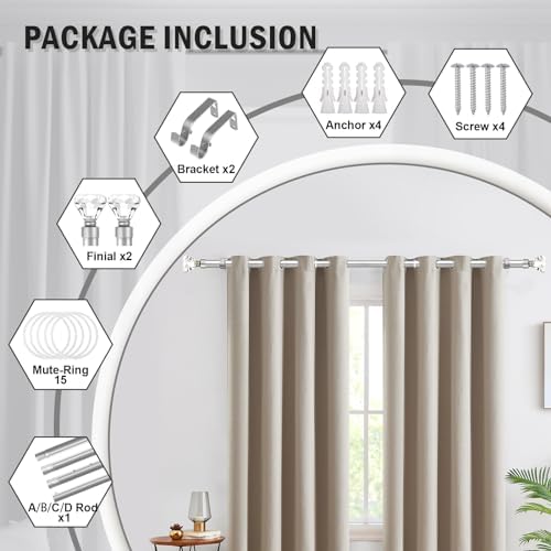 Orger Stain Nickel Crystal Curtain Rod for Windows 30 to 54