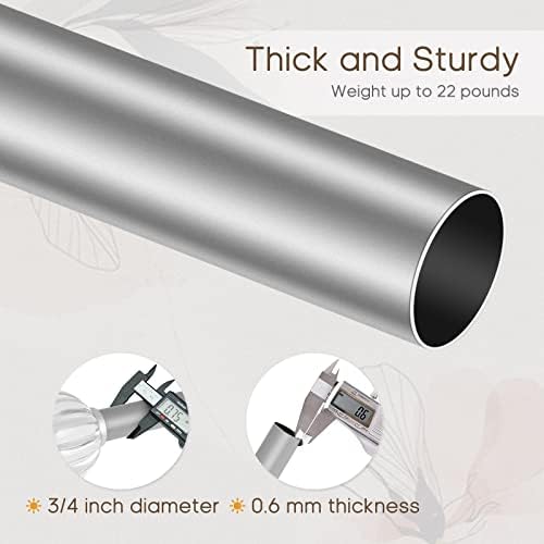 DAINTIER 34 Inch Single Window Curtain Rod with Crystal Acrylic Finial Matte Silver