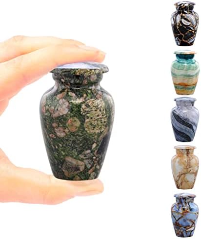 Small Keepsake Cremation Urn Marble Finish Metal