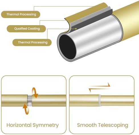 Gold Adjustable Heavy Duty Curtain Rods 36-88 Inches