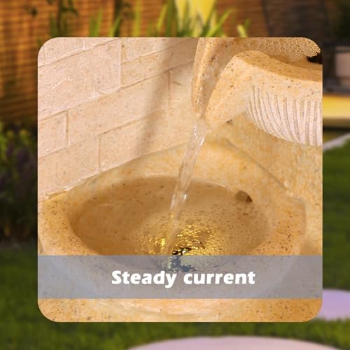 4-Tier Indoor Outdoor Water Feature Fountain with LED Lights Yellow