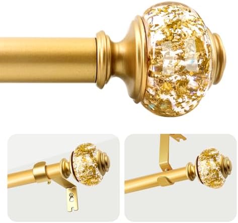 1 Inch Adjustable Curtain Rods with Crystal Finials