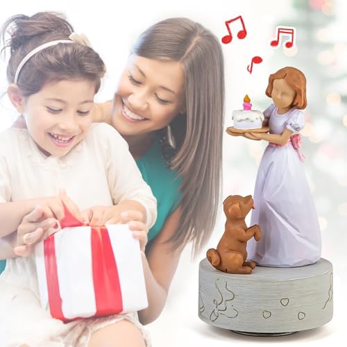 Happy Birthday Musical Box Figurine for Girls and Dogs