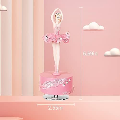 Molchagar Ballerina Rotating Music Box Figurine Pink