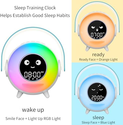 LOVME Toddler Sleep Training Alarm Clock with Night Light and Bluetooth Speaker