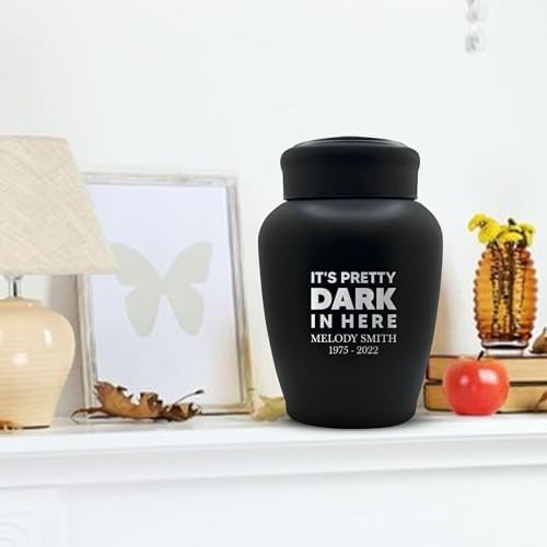 Personalized Cremation Urn with Dark Humor Design and Name