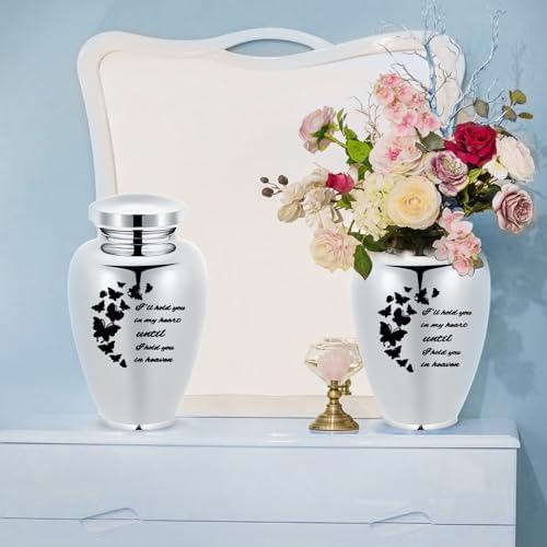Imrsanl Cremation Urn for Human Ashes Stainless Steel Engraved Butterfly Keepsake Urn
