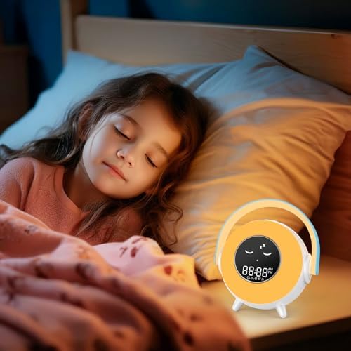 Cute RGB Alarm Clock with Night Light and Bluetooth for Kids