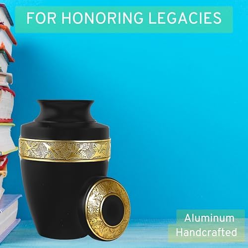 Metal Alloy Decorative Urn for Human Ashes - Black Gold