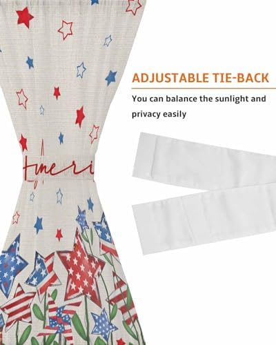 Independence Day Front Door Curtain with Tiebacks