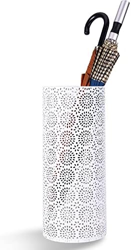 BEWBBAT Umbrella Stand Rack with 3 Hooks White 17x7 Inch
