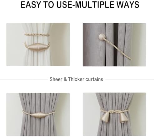 Contoeey Magnetic Curtain Tiebacks 2 Pack Outdoor Holdbacks
