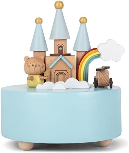 Cottage Garden Rainbow Castle Cat Music Box