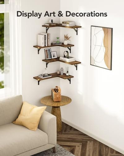 Amada Corner Floating Shelves Set of 4 Brown