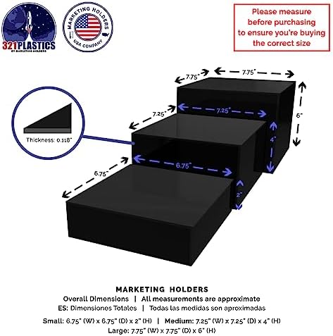 Marketing Holders 3 Piece Acrylic Display Riser Boxes Black