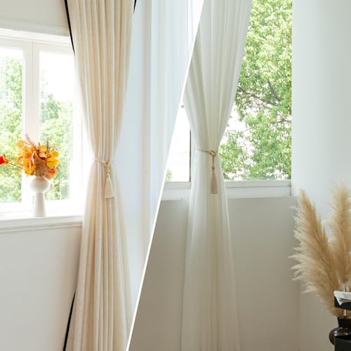 Boho Beige Curtain Tiebacks Holders 4 Pack